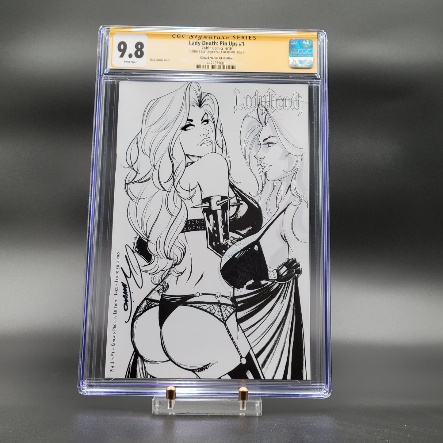 Lady Death: Pin Ups #1 "Kincaid Process Inks" Edition REMARQUED + SIGNED