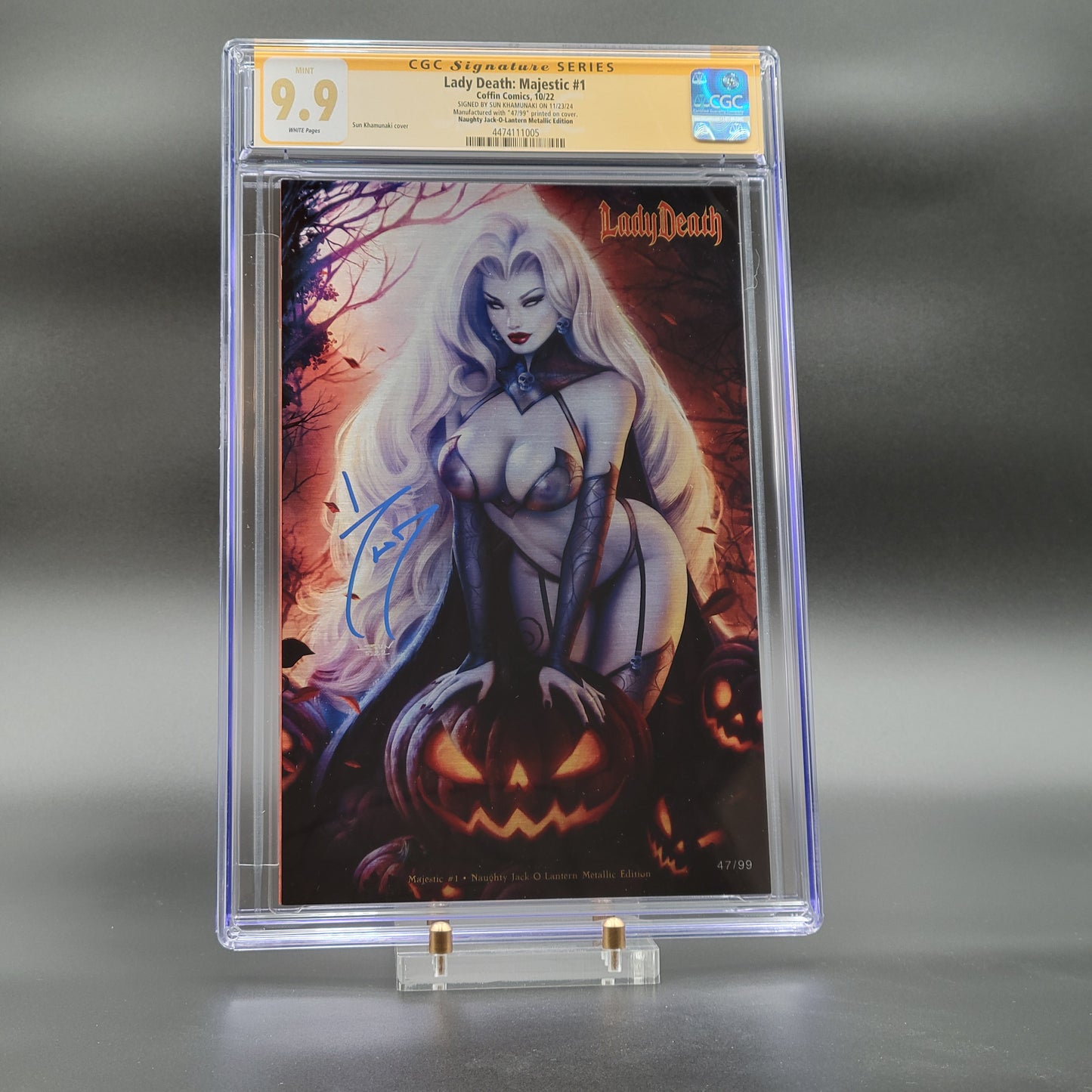 Lady Death: Majestic #1 Metallic Naughty Jack-O-Lantern CGC 9.9 SIGNED Edition